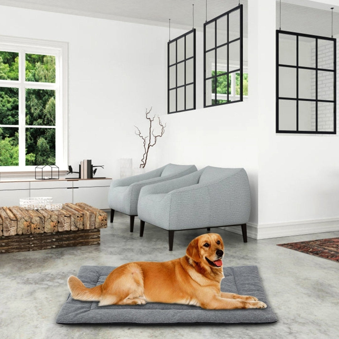 Dog Bed Mat Comfortable Fleece Pet Dog Crate Carpet Reversible Pad Joint Relief L Size Image 11