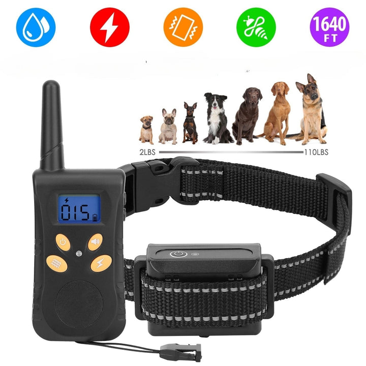 Dog Training Collar IPX7 Waterproof Pet Beep Vibration Electric Shock Collar Image 1