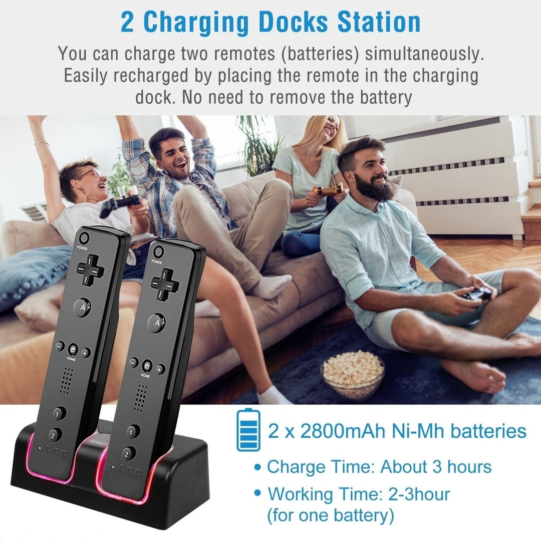 For Wii Remote Controller Charger Dual Charge Dock with Two 2800mAh Rechargeable Batteries Image 6