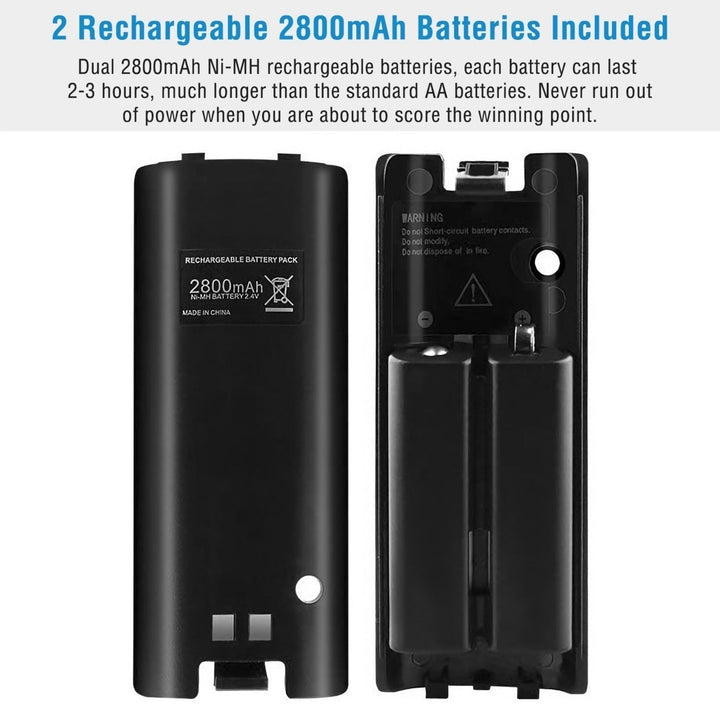 For Wii Remote Controller Charger Dual Charge Dock with Two 2800mAh Rechargeable Batteries Image 7