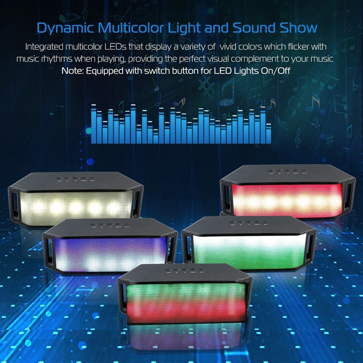 LED Wireless Speaker Dynamic Multicolor Hands-free FM Radio USB MMC Reading Aux In for Party Camping Travel Image 4