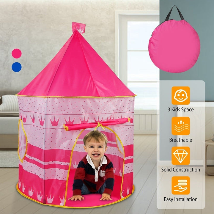 Kids Play Tent Foldable Pop Up Children Play Tent Portable Baby Play House Castle With Carry Bag Indoor Outdoor Use Image 2