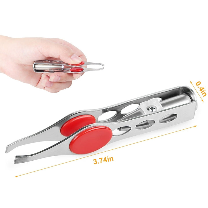 LED Eyebrow Tweezer Stainless Steel Make Up Tweezer with LED Light Rubber Finger Pads Image 4