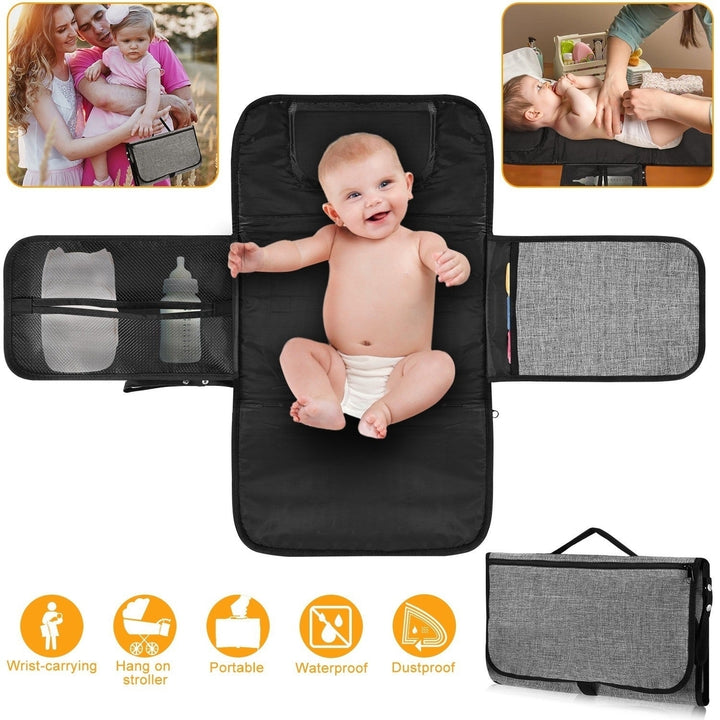 Portable Changing Pad Foldable Diaper Changing Pad Kit Waterproof Wipeable Changing Mat Image 3