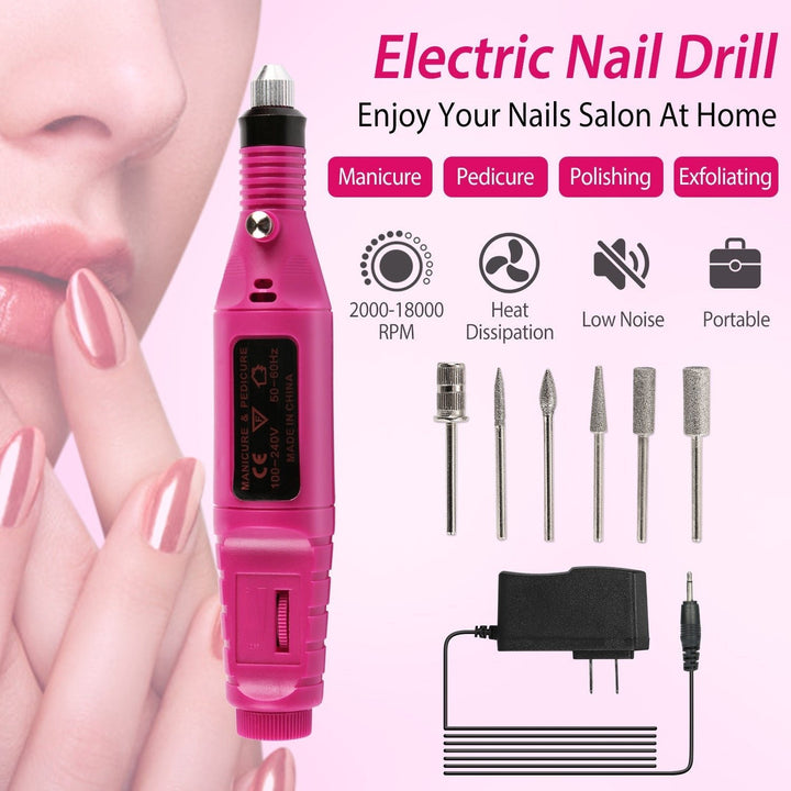 Nail Art Drill Kit Professional Finger Toe Nail Care Electric Nail Polishing Machine Manicure Pedicure File Tools Image 3