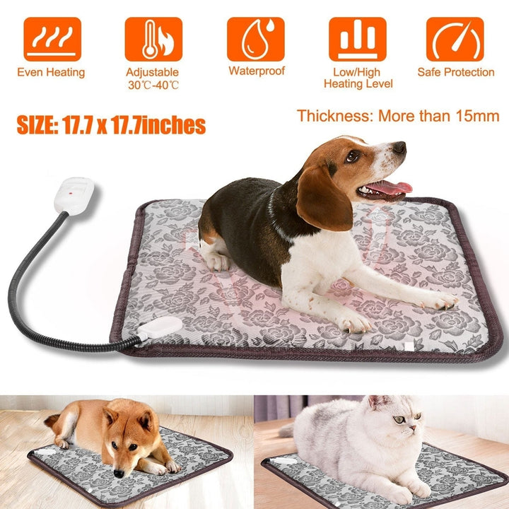 Pet Heating Pad Dog Cat Electric Heating Mat Waterproof Adjustable Warming Blanket Image 2