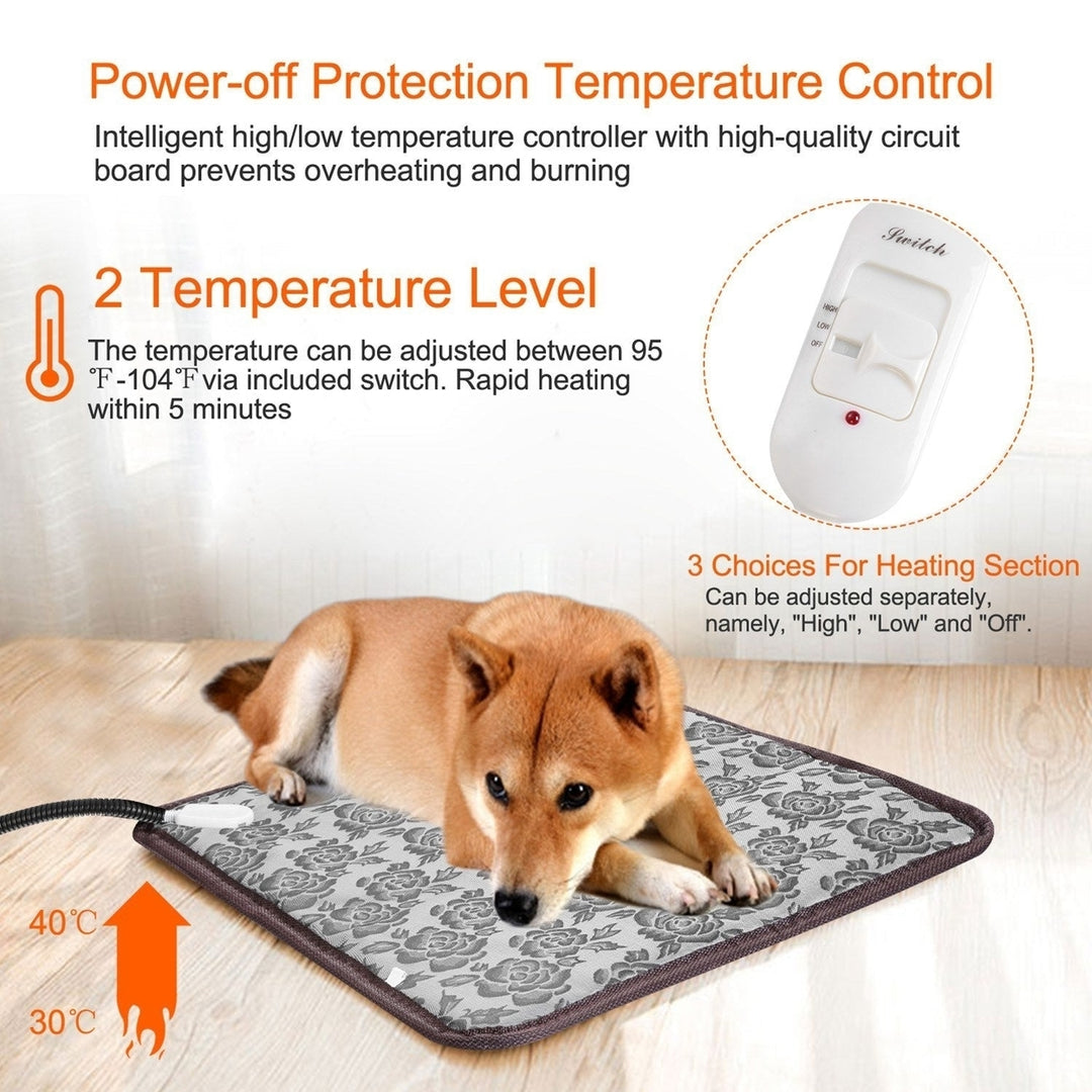 Pet Heating Pad Dog Cat Electric Heating Mat Waterproof Adjustable Warming Blanket Image 4