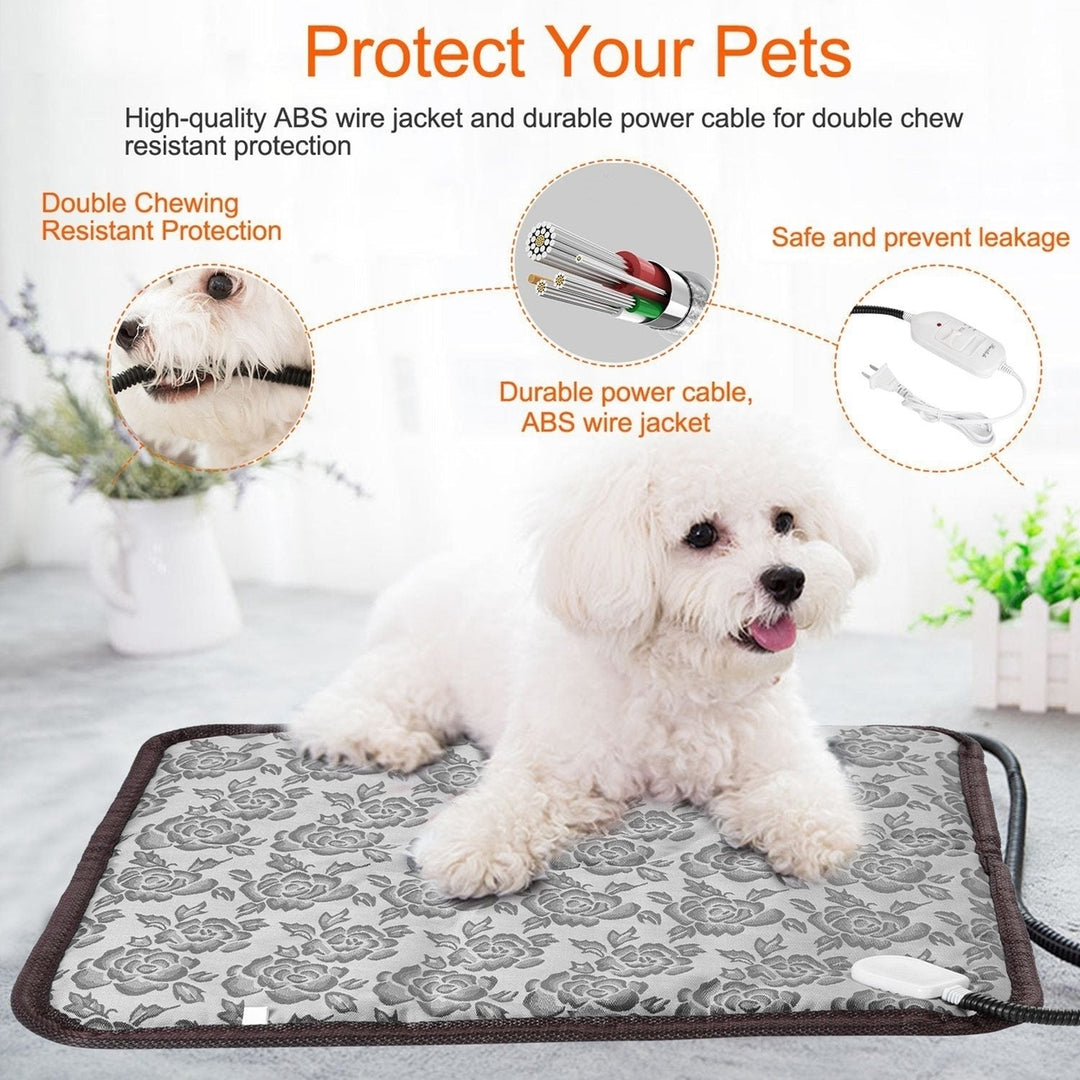 Pet Heating Pad Dog Cat Electric Heating Mat Waterproof Adjustable Warming Blanket Image 4