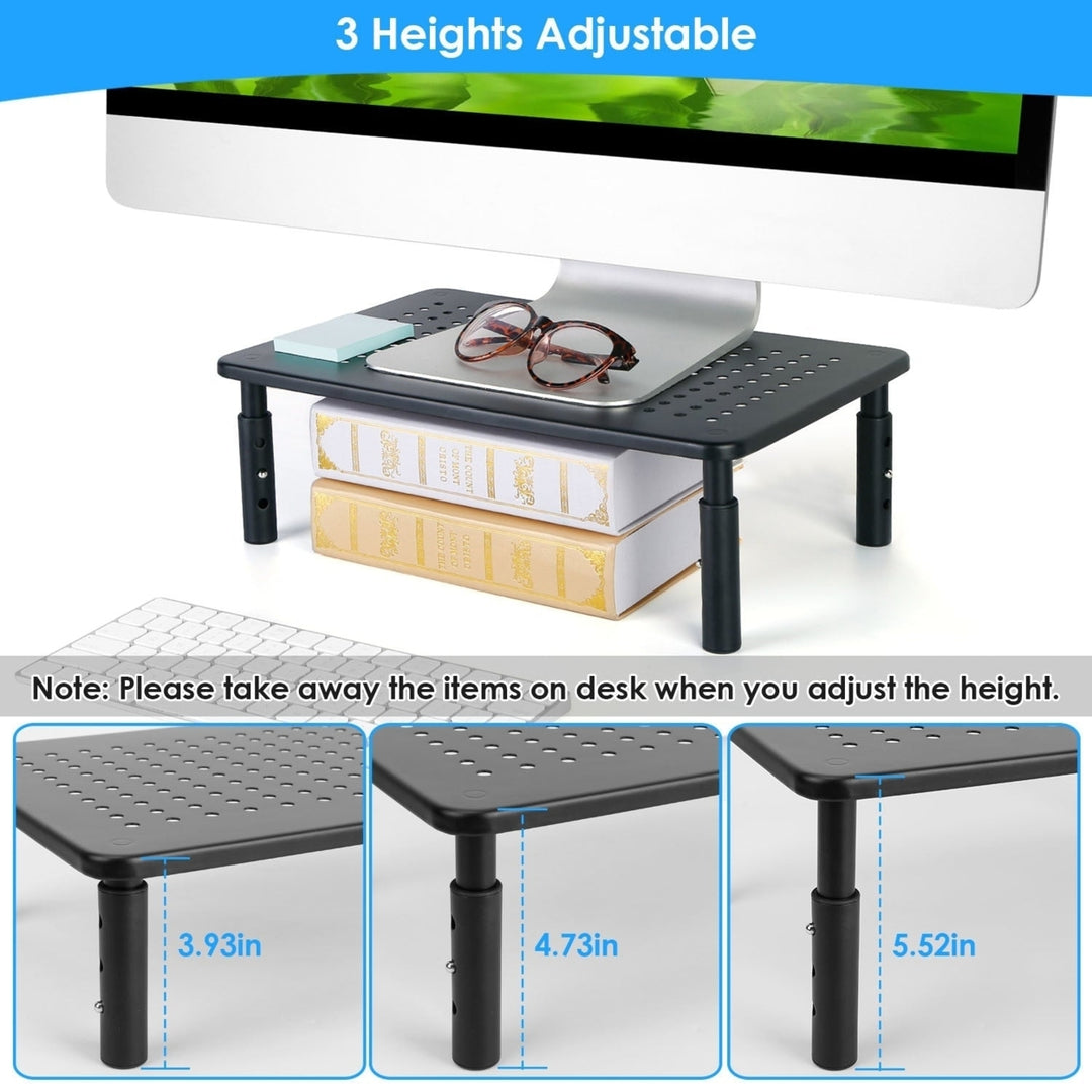 Monitor Stand Riser 3 Height Adjustable Desk Riser Organizer with Ventilation Holes Image 3