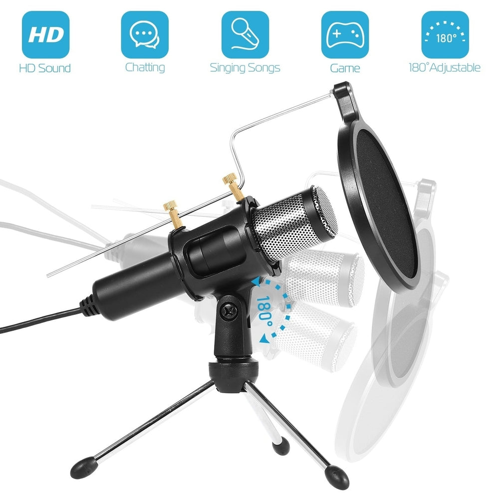 Professional Condenser Microphone Studio Recording Cardioid Microphone with180 Degree Tripods Pop Filter Image 2