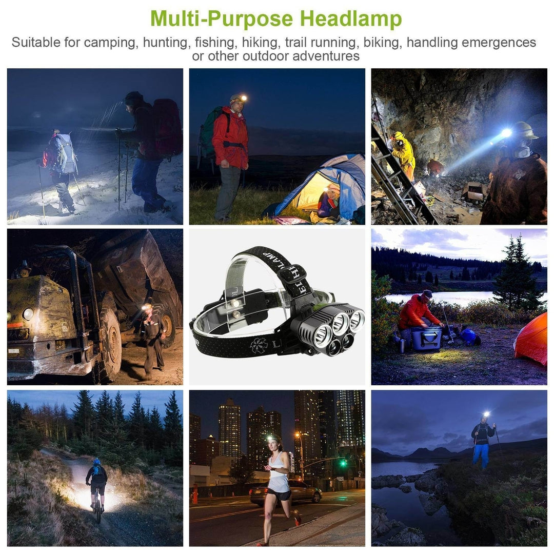 Rechargeable Headlamp 20000 Lumen LED Headlight 6 Modes Headlamp Image 4