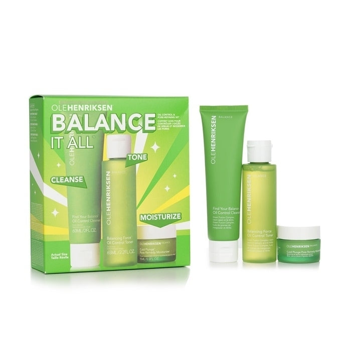 Ole Henriksen Balance It All Oil Control and Pore-Refining Set: Cleanser 60ml + Toner 65ml + Moisturizer 15ml 3pcs Image 1