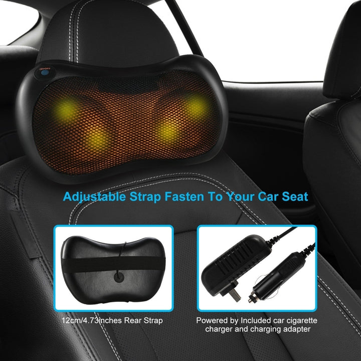 Back Neck Massage Pillow Kneading Massager In Car Thermotherapy Massage Pillow with Car Charger US Plug Image 7