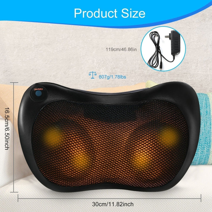 Back Neck Massage Pillow Kneading Massager In Car Thermotherapy Massage Pillow with Car Charger US Plug Image 10