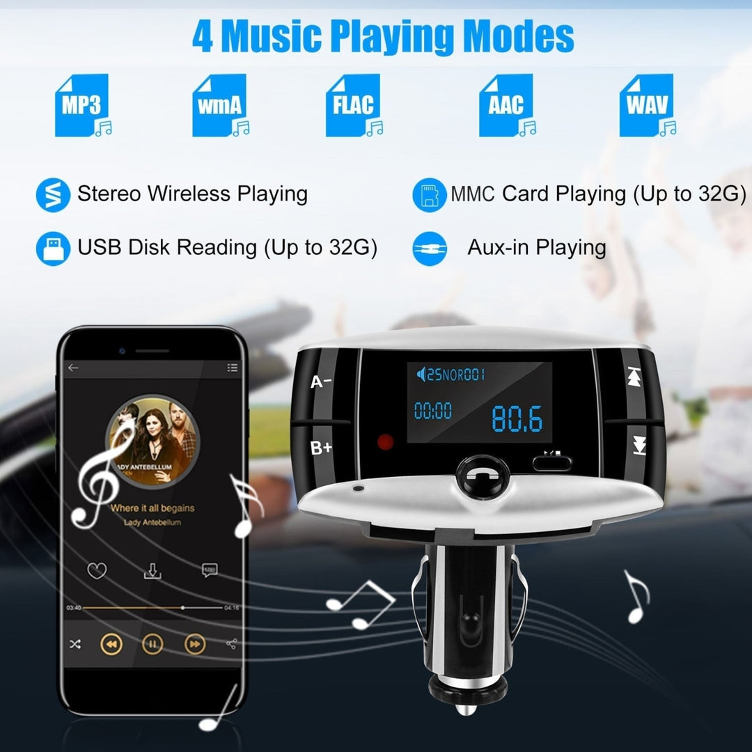 Car Wireless FM Transmitter USB Charger Hands-free Call MP3 Player SD Card Reading Aux-in LED Display Image 3