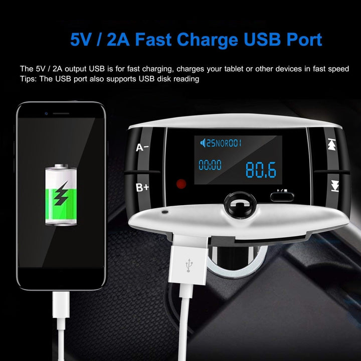 Car Wireless FM Transmitter USB Charger Hands-free Call MP3 Player SD Card Reading Aux-in LED Display Image 7