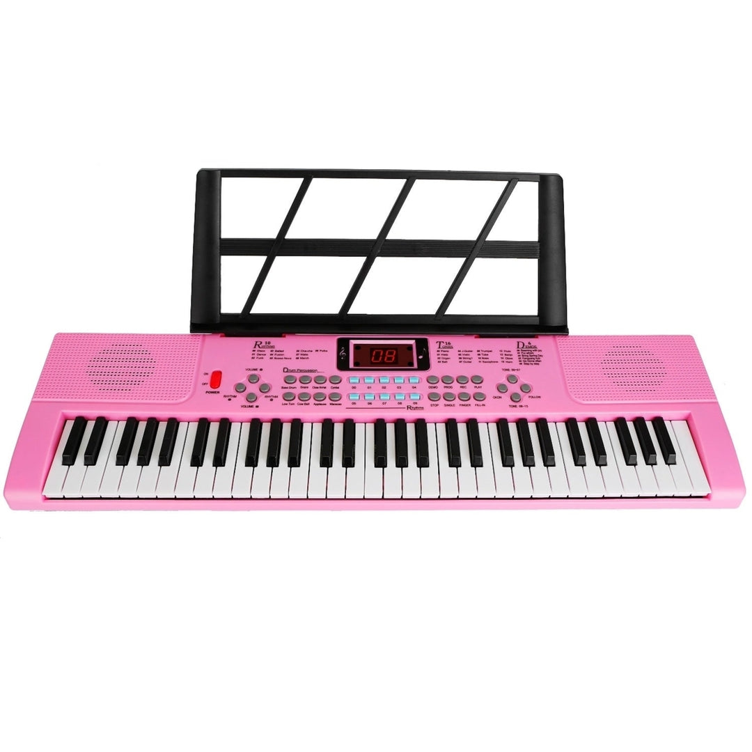 61 Keys Digital Music Electronic Keyboard Electric Musical Piano Instrument Kids Learning Keyboard with Stand Microphone Image 1