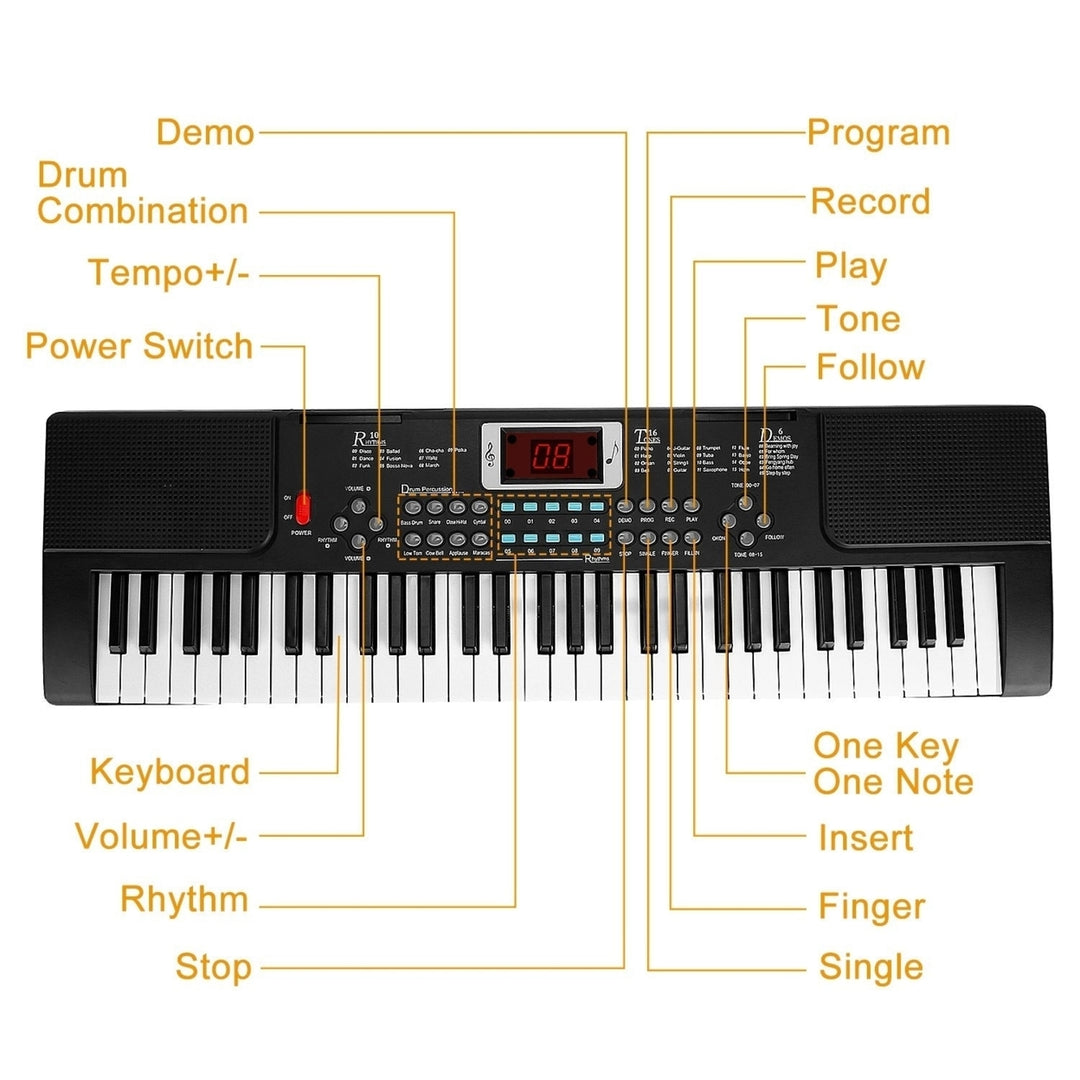 61 Keys Digital Music Electronic Keyboard Electric Musical Piano Instrument Kids Learning Keyboard with Stand Microphone Image 4