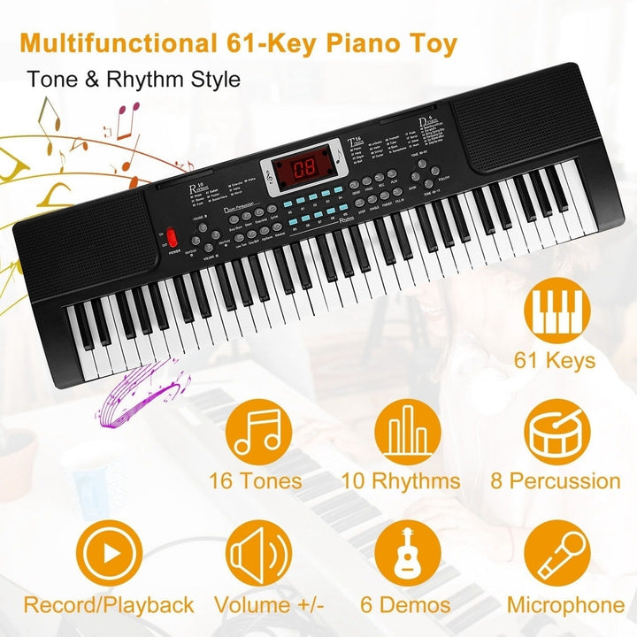 61 Keys Digital Music Electronic Keyboard Electric Musical Piano Instrument Kids Learning Keyboard with Stand Microphone Image 7