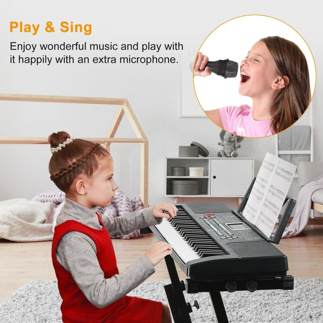 61 Keys Digital Music Electronic Keyboard Electric Musical Piano Instrument Kids Learning Keyboard with Stand Microphone Image 9