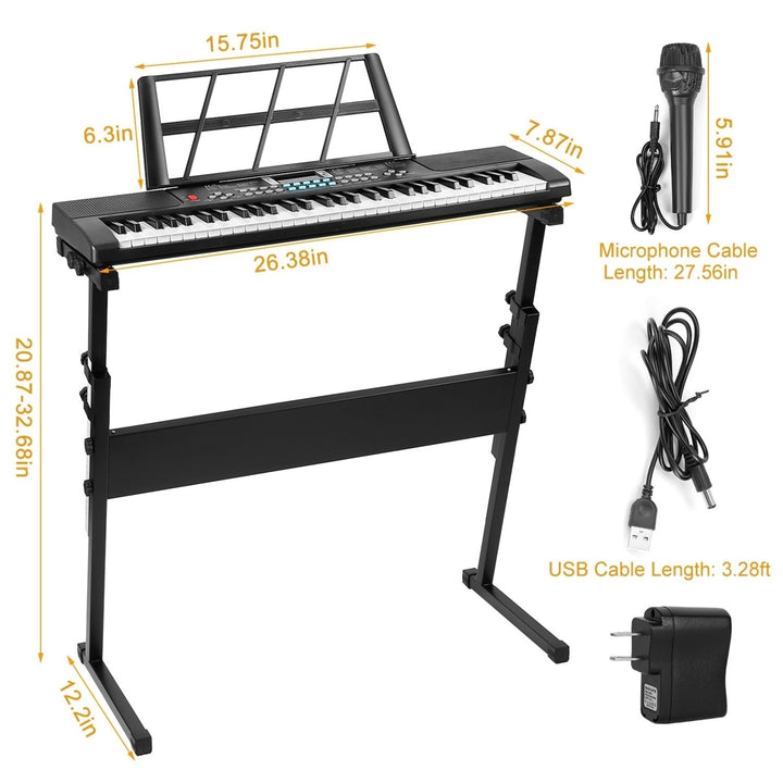 61 Keys Digital Music Electronic Keyboard Electric Musical Piano Instrument Kids Learning Keyboard with Stand Microphone Image 10