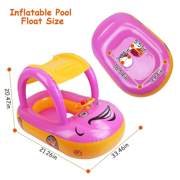 Baby Inflatable Pool Float Car Shaped Toddler Swimming Float Boat Pool Toy Infant Swim Circle Pool with Sun Protection Image 9