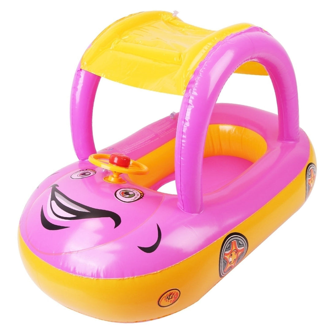 Baby Inflatable Pool Float Car Shaped Toddler Swimming Float Boat Pool Toy Infant Swim Circle Pool with Sun Protection Image 12