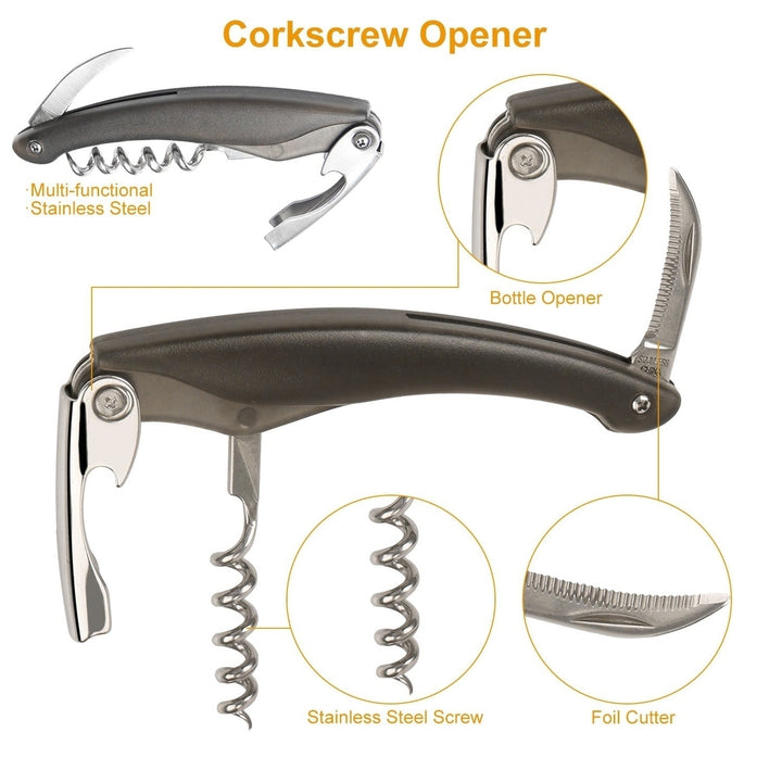 5 Pcs Wine Bottle Opener Set Wine Accessories Kit with Corkscrew Pourer Stopper Vacuum Pump for Home Use Sommeliers Image 4