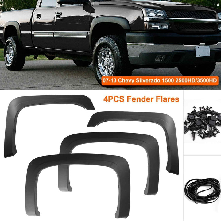 4PCS Wheel Rivet Fender Flares Pocket Style for 07 13 Chevy Silverado 1500 2500HD 3500HD Image 2