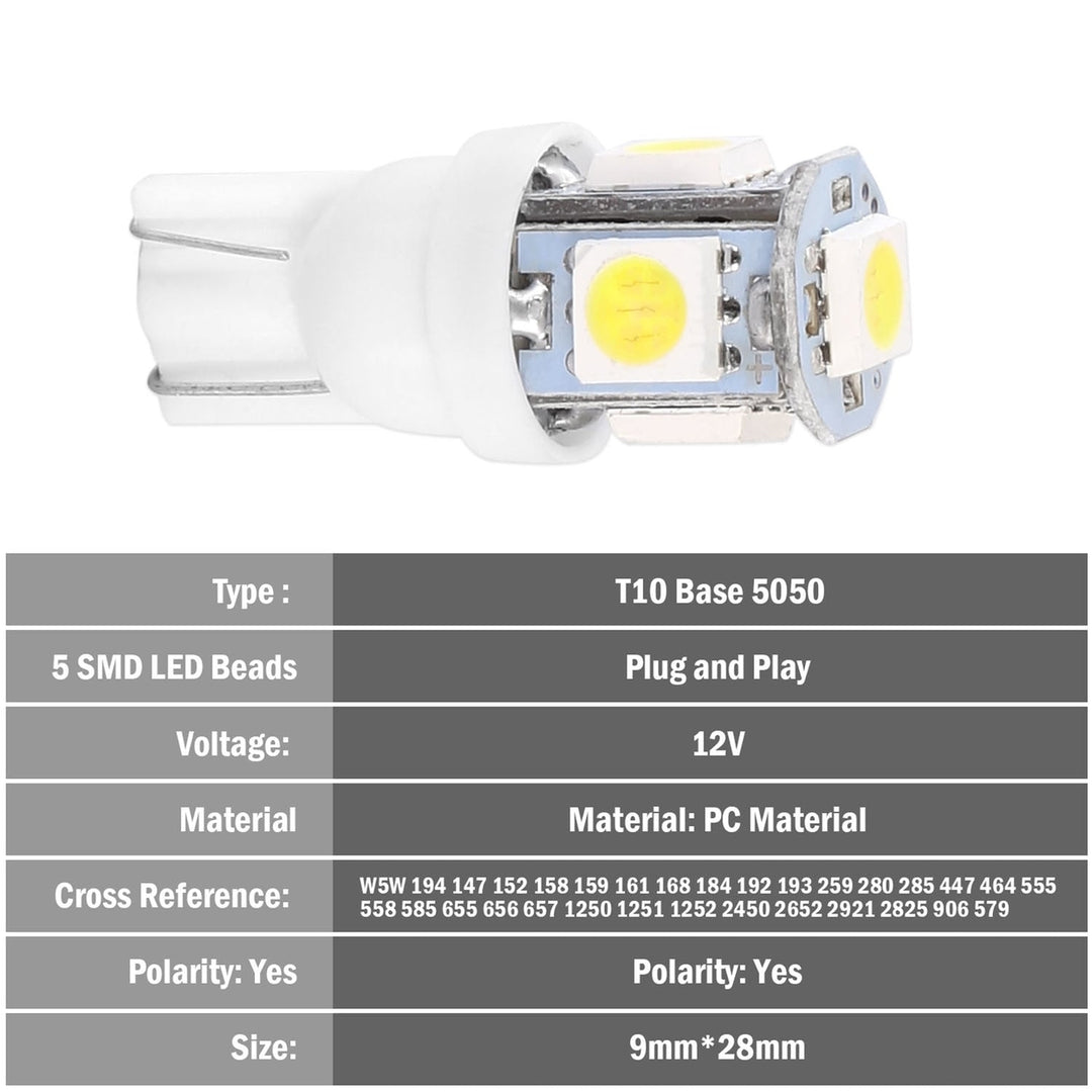 50Pcs Kit LED Car Light Bulbs 1000lm T10 Base 5050 6000K White Auto Lamps Replacement Image 3