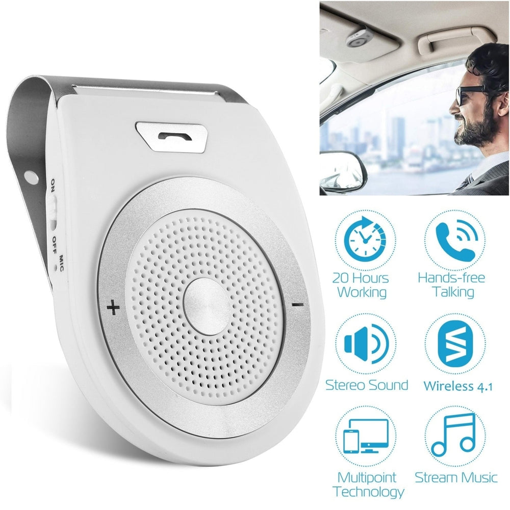 Car Wireless Speakerphone Wireless V4.1 In-Car Speaker Hands-free Calling Music Player Sun Visor Audio Receiver Car Kit Image 2