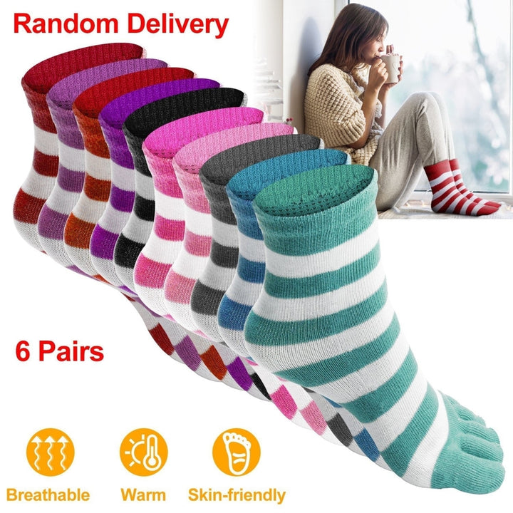 6 Pair 5-toes Socks Soft Breathable Socks Ankle Sock Athletic Five Finger Socks For Girl Women Image 8