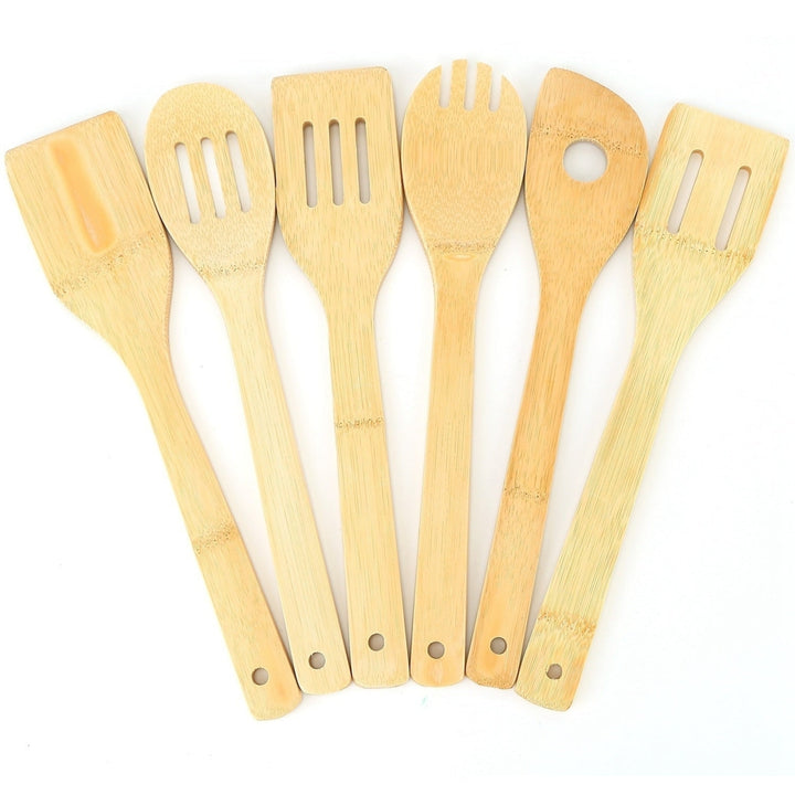 6Pcs Cooking Utensil Bamboo Wooden Spoons Spatula Kitchen Cooking Tools Image 7