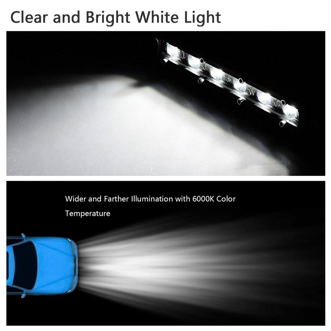 7" LED Light Bar Single Row Offroad Spot Lights 18W Ultra Slim Straight Work Light for Trailer Truck Bus Boat Image 4