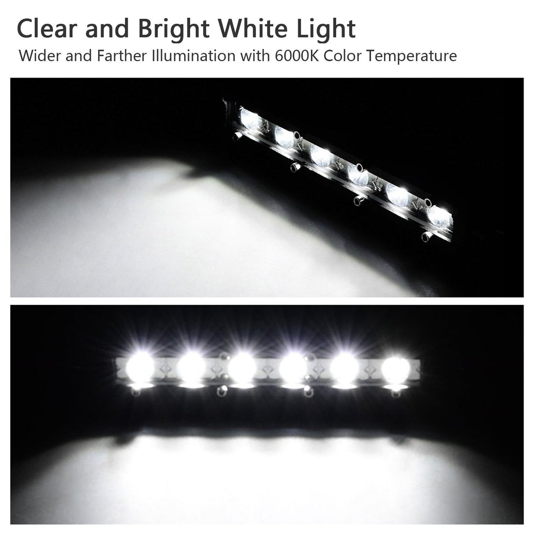 7" LED Light Bar Single Row Offroad Spot Lights 18W Ultra Slim Straight Work Light for Trailer Truck Bus Boat Image 6