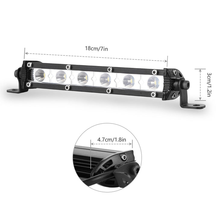 7" LED Light Bar Single Row Offroad Spot Lights 18W Ultra Slim Straight Work Light for Trailer Truck Bus Boat Image 8