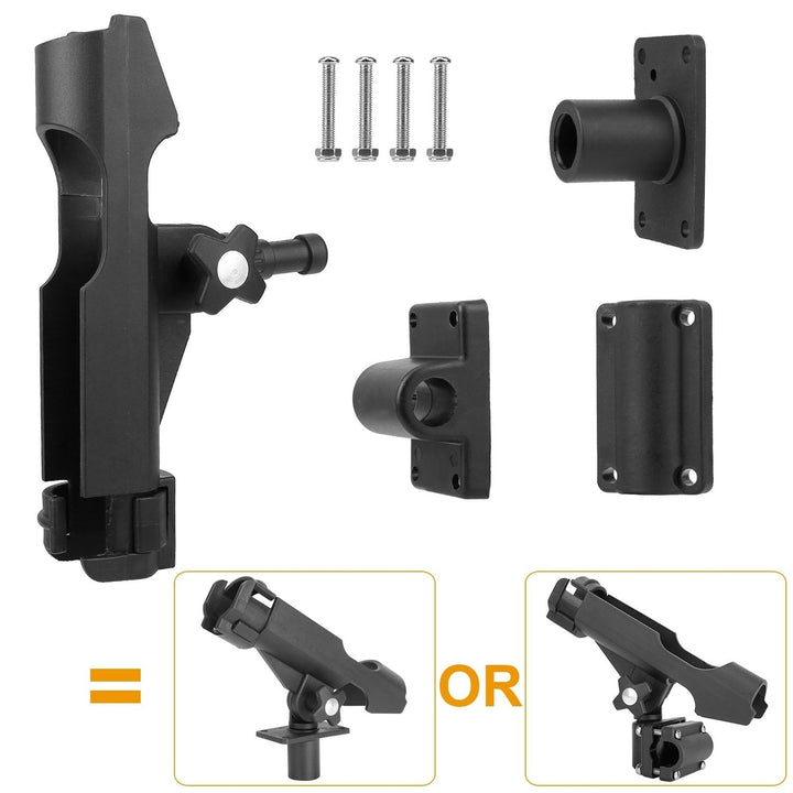 Boat Fishing Pole Rod Holder 360 Rotatable Kayak Side Rail Mount Adjustable Folding Rod Holder with Large Clamp Image 9