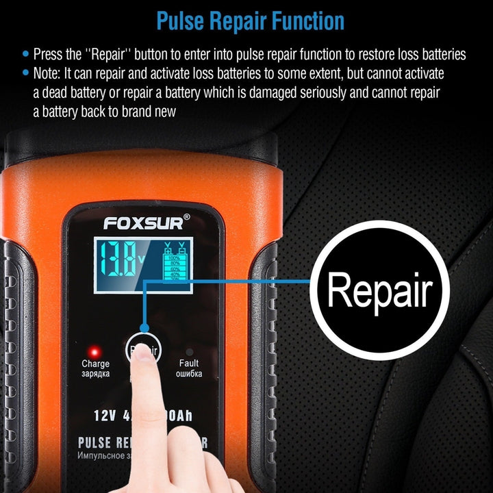 Car Battery Charger 12V 5A LCD Intelligent Auto Motorcycle Boat ATV Recover Pulse Repair Image 7