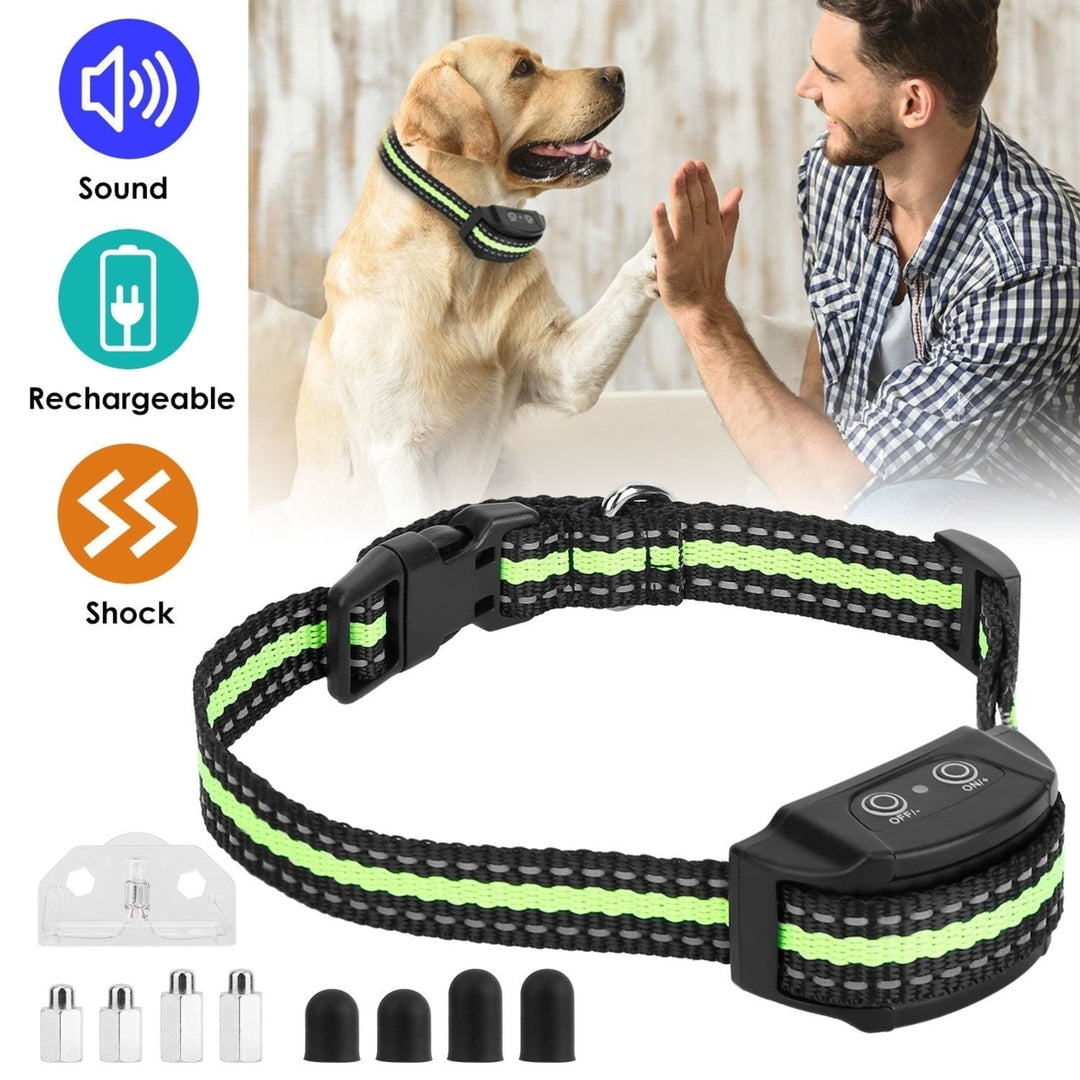 Anti-Bark Dog Collar IP67 Waterproof Beep Electric Shock Rechargeable Image 2