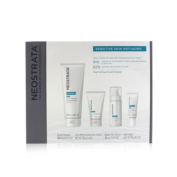 Neostrata Sensitive Skin Antiaging Kit: Restore Cleanser Restore Face Cream Restore Face Serum Restore Eye Cream 4pcs Image 1