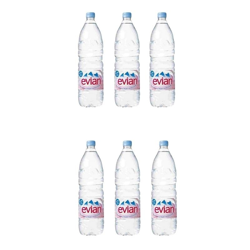 Evian Natural Mineral Water- 1.5L (Pack of 6) Image 1