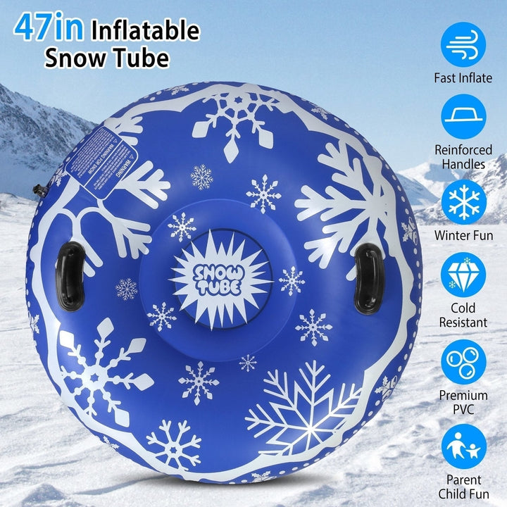 47in Inflatable Snow Tube Heavy Duty 0.6mm Thickness Winter Sled Image 2