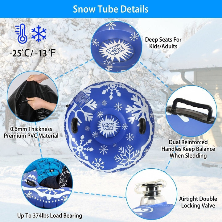 47in Inflatable Snow Tube Heavy Duty 0.6mm Thickness Winter Sled Image 4