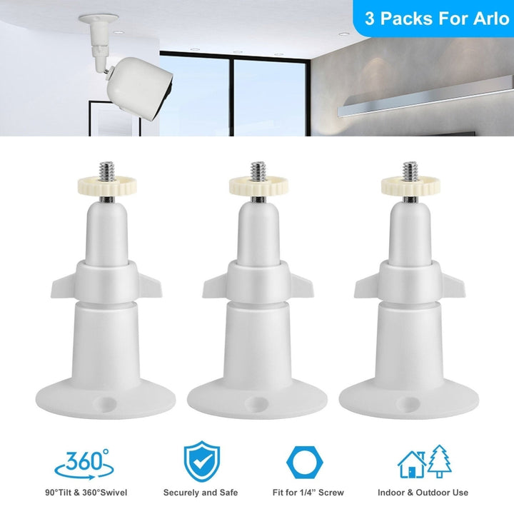 3 Packs Security Camera Wall Mount for Arlo 360 Degree Adjustable Camera Holder Garden Patio Screw Mount Image 2