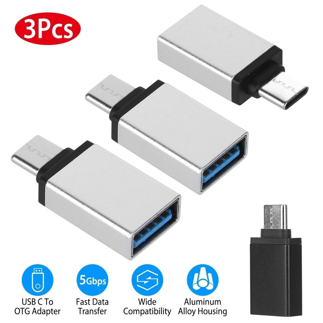 3 Packs USB C Type-C Male to USB A 3.0 OTG Male Port Converter Adapter Data Connector Android Image 1