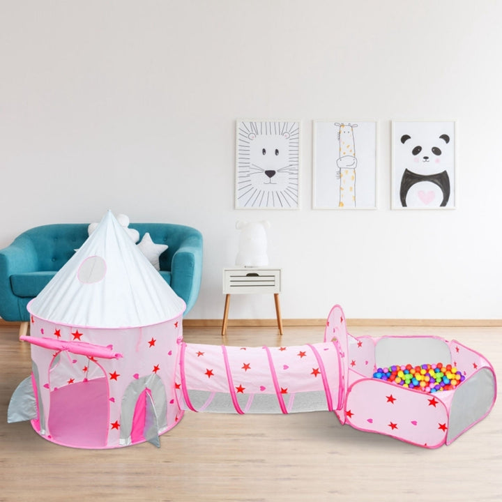 3 In 1 Child Crawl Tunnel Tent Kids Play Tent Ball Pit Set Foldable Children Play House Pop-up Kids Tent with Storage Image 11