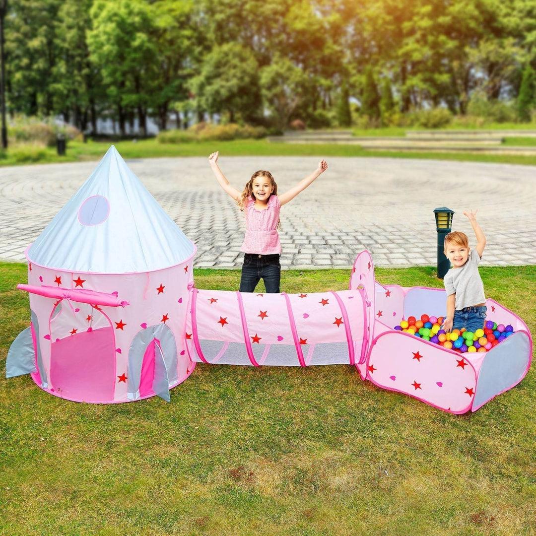 3 In 1 Child Crawl Tunnel Tent Kids Play Tent Ball Pit Set Foldable Children Play House Pop-up Kids Tent with Storage Image 12