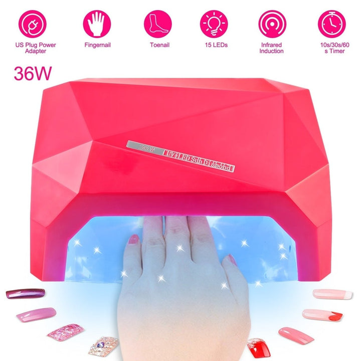 36W UV LED Lamp Nail Polish Dryer 15 LEDs Fingernail Toenail Gel Curing Machine Nail Art Painting Salon Tools Set US Image 2