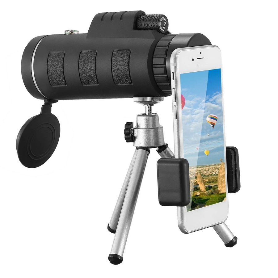 40x40 HD Optical Monocular Telescope with FMC Lens Low Light Vision Scope Phone Holder Tripod Compass Image 1