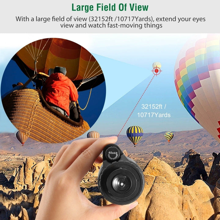 40x40 HD Optical Monocular Telescope with FMC Lens Low Light Vision Scope Phone Holder Tripod Compass Image 6